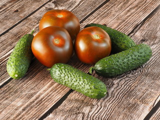 Ripe fresh grape tomatoes and cucumbers