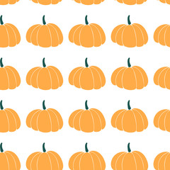 Seamless pattern with pumpkins. Autumn print with harvest