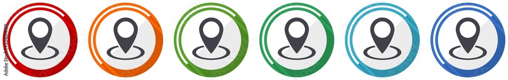 Aufkleber Pointer icon set, flat design vector illustration in 6 colors options for webdesign and mobile applications