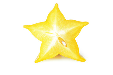 slice ripe star fruit carambola or star apple ( starfruit ) on white background