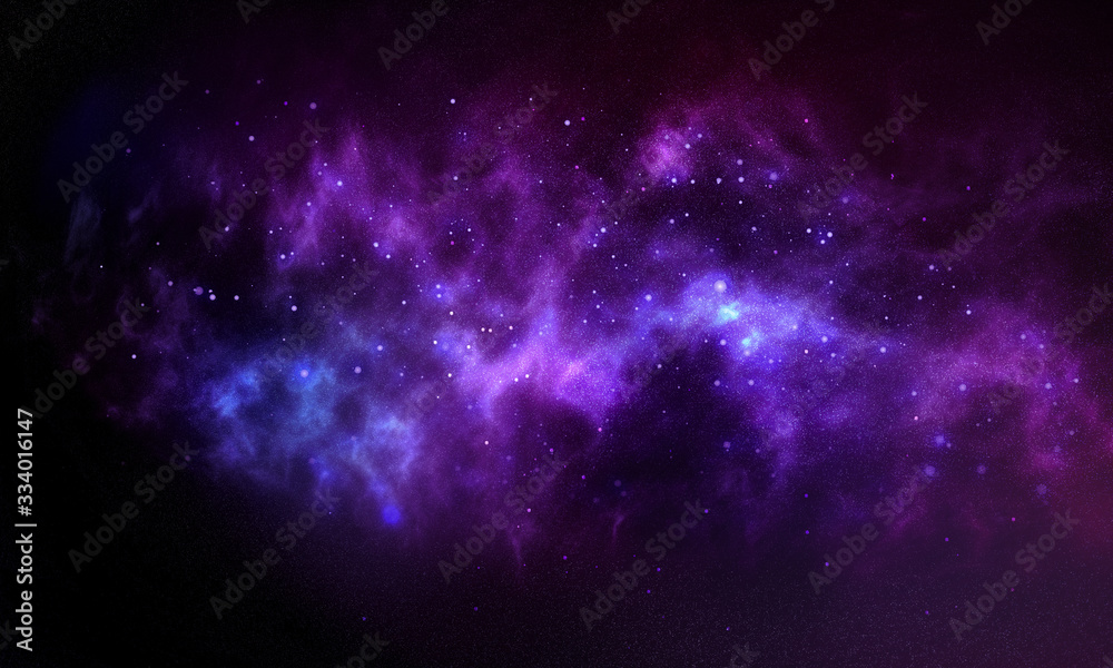 Wall mural cosmic illustration. colorful space background with stars