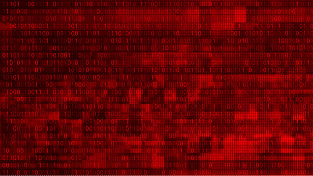 Abstract Red Background with Binary Code. Malware, or Hack Attack Concept