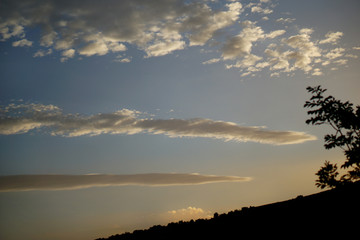 Sunset with beautiful clouds in backlight in Vikos-Aoos national park in Epirus