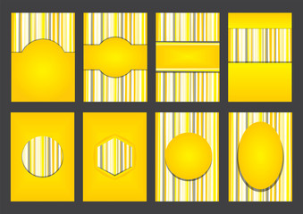 eight yellow striped blank labels