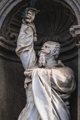 Vittorio Emanuele II d’Aosta statue at the entrance of Royal Palace in Naples, the work of...