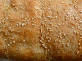 background of fresh bread with sesame powder