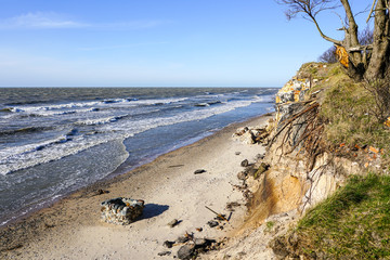 erosion of the Baltic Sea coast by strong winds