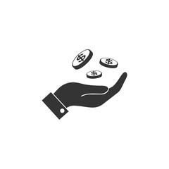 Money in hand. Vector icon illustration.