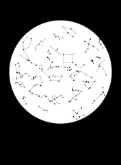 Star Map with Constellations isolated on dark background. Magic vector decorative elements