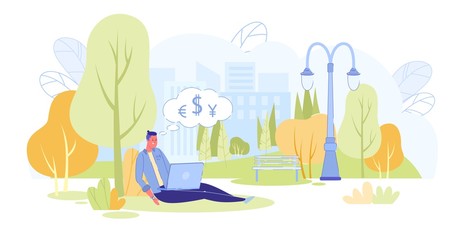 Freelancer Work in Relaxed Atmosphere in Park.