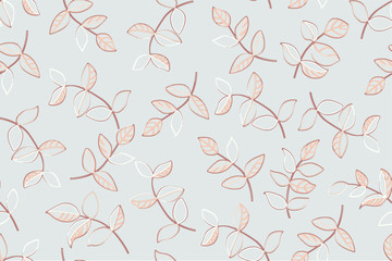 Vector seamless pattern of leaves . black and white graphics Linear. Hand drawing.Good for textile printing and adult coloring books.