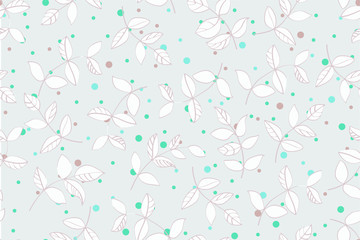 Vector seamless pattern of leaves . black and white graphics Linear. Hand drawing.Good for textile printing and adult coloring books.