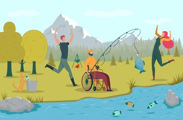 Fisherman in Wheelchair with Surprising Catch