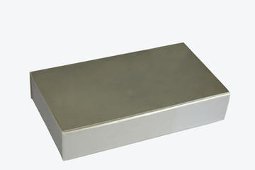 beautiful gray box for object holder with internal divisions with closed lid isolated on white background