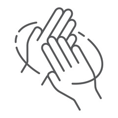 Rub hands palm to palm thin line icon, wash and hygiene, sanitary sign, vector graphics, a linear pattern on a white background, eps 10.