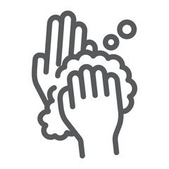 Rub hands palm to palm line icon, wash and hygiene, sanitary sign, vector graphics, a linear pattern on a white background, eps 10.