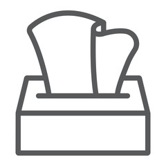 Tissue napkin box line icon, wash and hygiene, hand tissues sign, vector graphics, a linear pattern on a white background, eps 10.