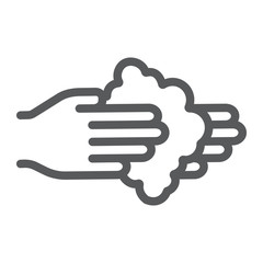 Washing hands with soap line icon, wash and hygiene, wash your hands sign, vector graphics, a linear pattern on a white background, eps 10.
