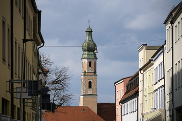 Fototapeta na wymiar Straubing is a Lower Bavarian city with a well-preserved old town with medieval architecture