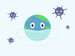 Virus is arrounding earth, 2019-nCov vector illustration.