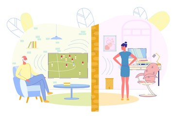 Girl Is Annoyed by Loud Sound from TV Neighbors.