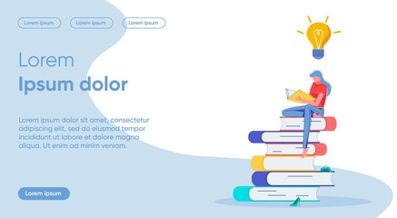 Study Process Flat Landing Page Vector Template