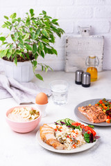 Breakfast, lunch and dinner. Day menu