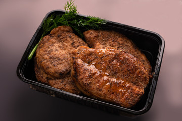 Meat steak portion high angle shot