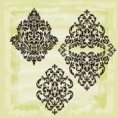 vector damask patterns for greeting cards and wedding invitations