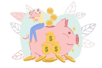 Happy Old Senior Man, Money Savings and Piggy-Bank