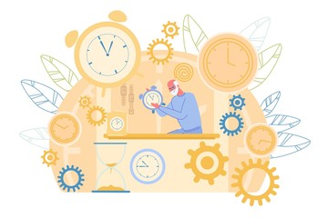 Old Master Working on Watch Repair at Workshop