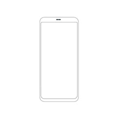 smartphone iphone with blank screen and modern frameless design in two rotated perspective positions - isolated on white background 