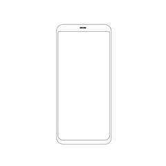 smartphone iphone with blank screen and modern frameless design in two rotated perspective positions - isolated on white background 