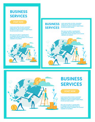 Bright Illustration, Set Written Business Service.