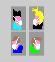 people wearing coronavirus mask graphic design vector art