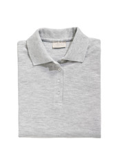 folded polo shirt gray isolated on white background