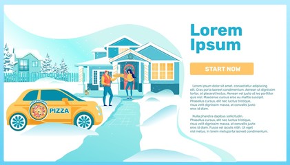 Fototapeta premium Dinner Delivery Flat Vector Landing Page Template