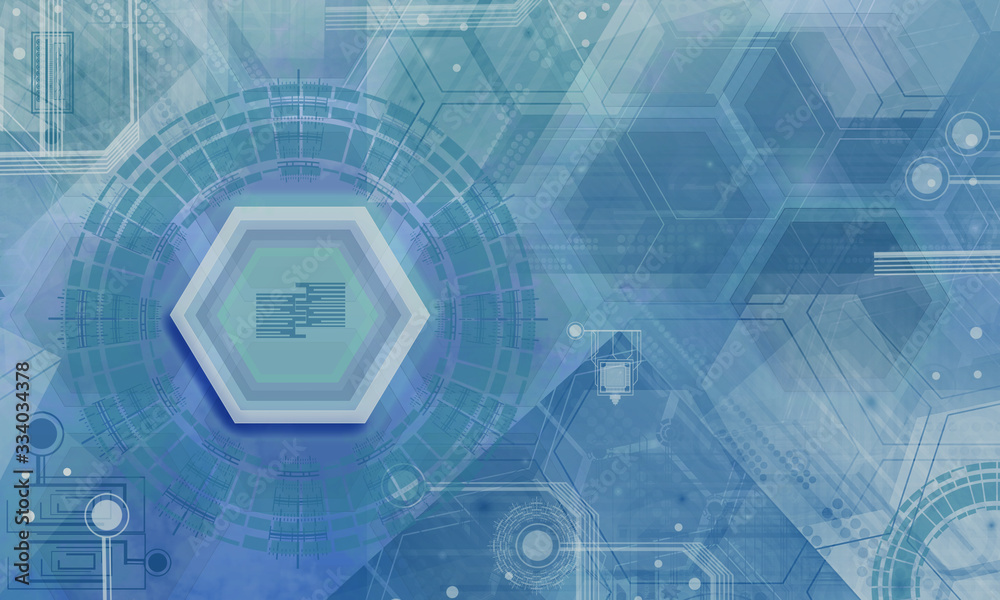 Poster abstract technology background with simple hexagonal elements.hexagon geometric design