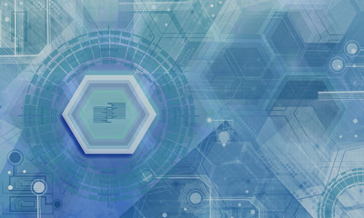 Abstract technology background with simple hexagonal elements.Hexagon geometric design