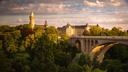 Luxembourg City at Sunset - obrazy, fototapety, plakaty