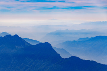 Obraz na płótnie Canvas Foggy Julian Alps and Soca valley.