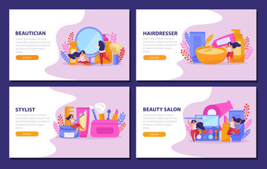 Beauty Salon Flat Banner Set