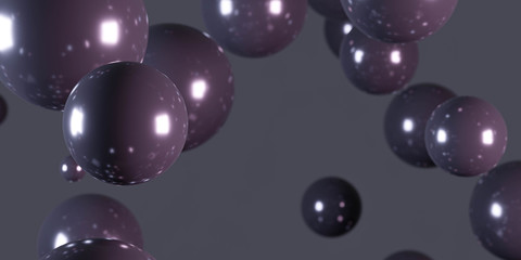 dark shiny balls background texture in front of grey background 3d render illustration