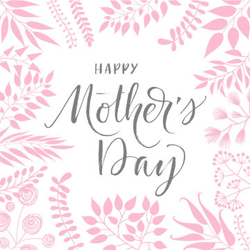 Happy Mothers Day poster. Hand drawn brush style modern calligraphy. Vector illustration of handwritten lettering. 