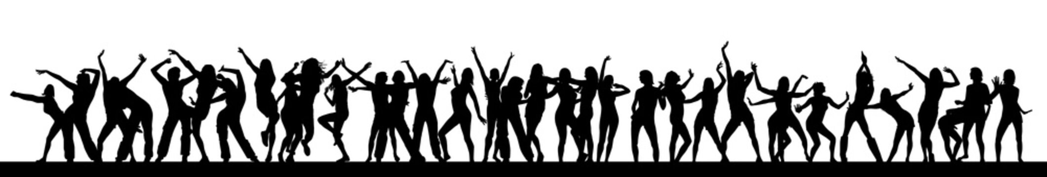 Silhouettes of dancing girls. Vector