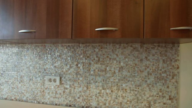 Empty House - Kitchen In Apartment Building. Interior View Of Empty Kitchen