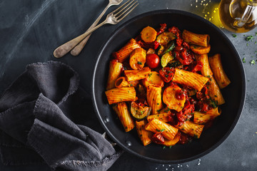 Pasta with tomato sauce with vegetables
