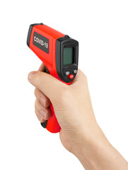 Thermometer for diagnostic Coronavirus Covid 19 in hand