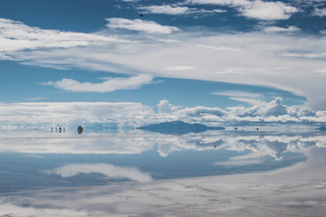  Dramatic landscape in the Uyuni wage, with the mirror effect, an effect that occurs in the February season where it is the rainy season.