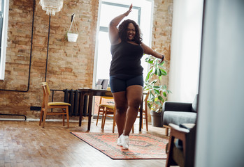 Dancing alone always makes me happy stock photo